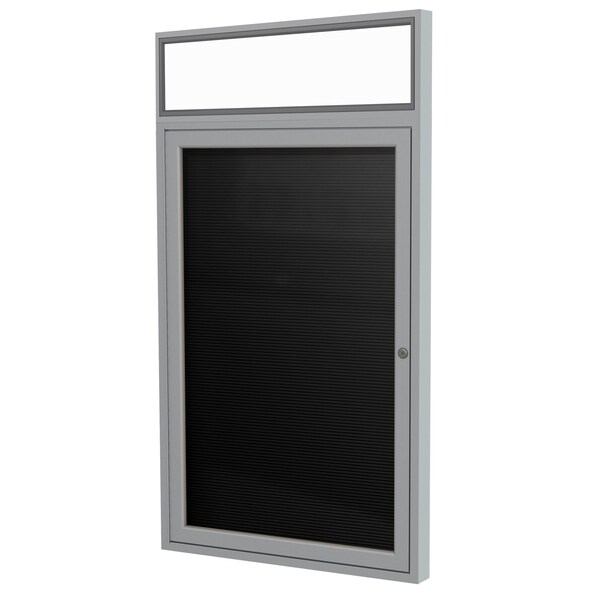 Enclosed Letter Board, 1 Door, Vnyl, Indr/Outdr, Hdlnr, 3 ft H x 2 ft W, Black